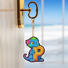 Load image into Gallery viewer, Dinosaur Letters P Double Sided Special Shape Diamond Painting Keychain Pendant