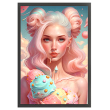 Load image into Gallery viewer, Yishu - Girl With Ice Cream And Candy - 40*60CM 11CT 3 Stamped Cross Stitch