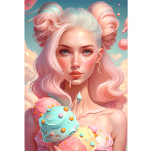 Load image into Gallery viewer, Yishu - Girl With Ice Cream And Candy - 40*60CM 11CT 3 Stamped Cross Stitch