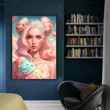 Load image into Gallery viewer, Yishu - Girl With Ice Cream And Candy - 40*60CM 11CT 3 Stamped Cross Stitch