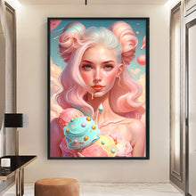 Load image into Gallery viewer, Yishu - Girl With Ice Cream And Candy - 40*60CM 11CT 3 Stamped Cross Stitch