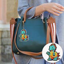 Load image into Gallery viewer, 6PCS Double Sided Diamond Painting Art Keychain Pendant (Dinosaur 26 Letters 4)