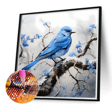 Load image into Gallery viewer, Blue Bird On A Blue Flower In The Snow And Mist 40*40CM(Canvas) Full Round Drill Diamond Painting