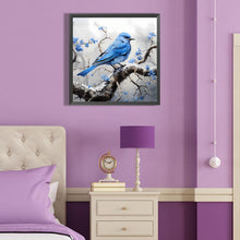 Load image into Gallery viewer, Blue Bird On A Blue Flower In The Snow And Mist 40*40CM(Canvas) Full Round Drill Diamond Painting