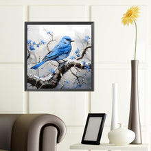Load image into Gallery viewer, Blue Bird On A Blue Flower In The Snow And Mist 40*40CM(Canvas) Full Round Drill Diamond Painting