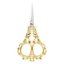 Load image into Gallery viewer, Flower Pattern Embroidery Scissors for Sewing Crafting 6.2x12.8cm (Golden Brown)