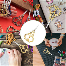 Load image into Gallery viewer, Flower Pattern Embroidery Scissors for Sewing Crafting 6.2x12.8cm (Golden Brown)