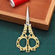 Load image into Gallery viewer, Flower Pattern Embroidery Scissors for Sewing Crafting 6.2x12.8cm (Golden Brown)