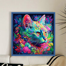 Load image into Gallery viewer, Yishu - Colorful Cat - 50*50CM 11CT 3 Stamped Cross Stitch