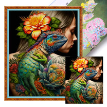 Load image into Gallery viewer, Yishu - Woman With Chameleon Tattoo - 40*50CM 11CT 3 Stamped Cross Stitch