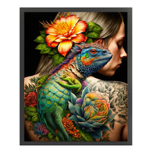 Load image into Gallery viewer, Yishu - Woman With Chameleon Tattoo - 40*50CM 11CT 3 Stamped Cross Stitch