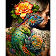 Load image into Gallery viewer, Yishu - Woman With Chameleon Tattoo - 40*50CM 11CT 3 Stamped Cross Stitch