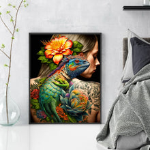 Load image into Gallery viewer, Yishu - Woman With Chameleon Tattoo - 40*50CM 11CT 3 Stamped Cross Stitch