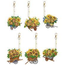 Load image into Gallery viewer, 6PCS Double Sided Special Shape Diamond Painting Keychain (Sunflower Buggy)
