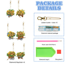 Load image into Gallery viewer, 6PCS Double Sided Special Shape Diamond Painting Keychain (Sunflower Buggy)