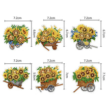 Load image into Gallery viewer, 6PCS Double Sided Special Shape Diamond Painting Keychain (Sunflower Buggy)