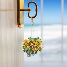 Load image into Gallery viewer, 6PCS Double Sided Special Shape Diamond Painting Keychain (Sunflower Buggy)