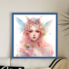 Load image into Gallery viewer, Yishu - Colorful Butterfly And Flower Girl - 50*50CM 11CT 3 Stamped Cross Stitch