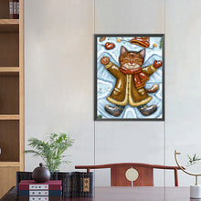 Load image into Gallery viewer, Cat Lying In The Snow 40*50CM(Canvas) Full Round Drill Diamond Painting
