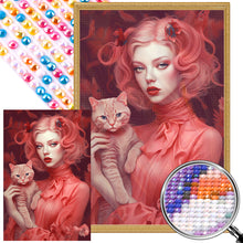 Load image into Gallery viewer, Red-Haired Woman And Cat 40*60CM(Picture) Full Round Drill Diamond Painting