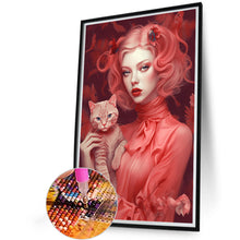 Load image into Gallery viewer, Red-Haired Woman And Cat 40*60CM(Picture) Full Round Drill Diamond Painting
