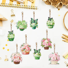 Load image into Gallery viewer, 9PCS Double Sided Special Shape Diamond Art Keyring (Dessert Flowers)