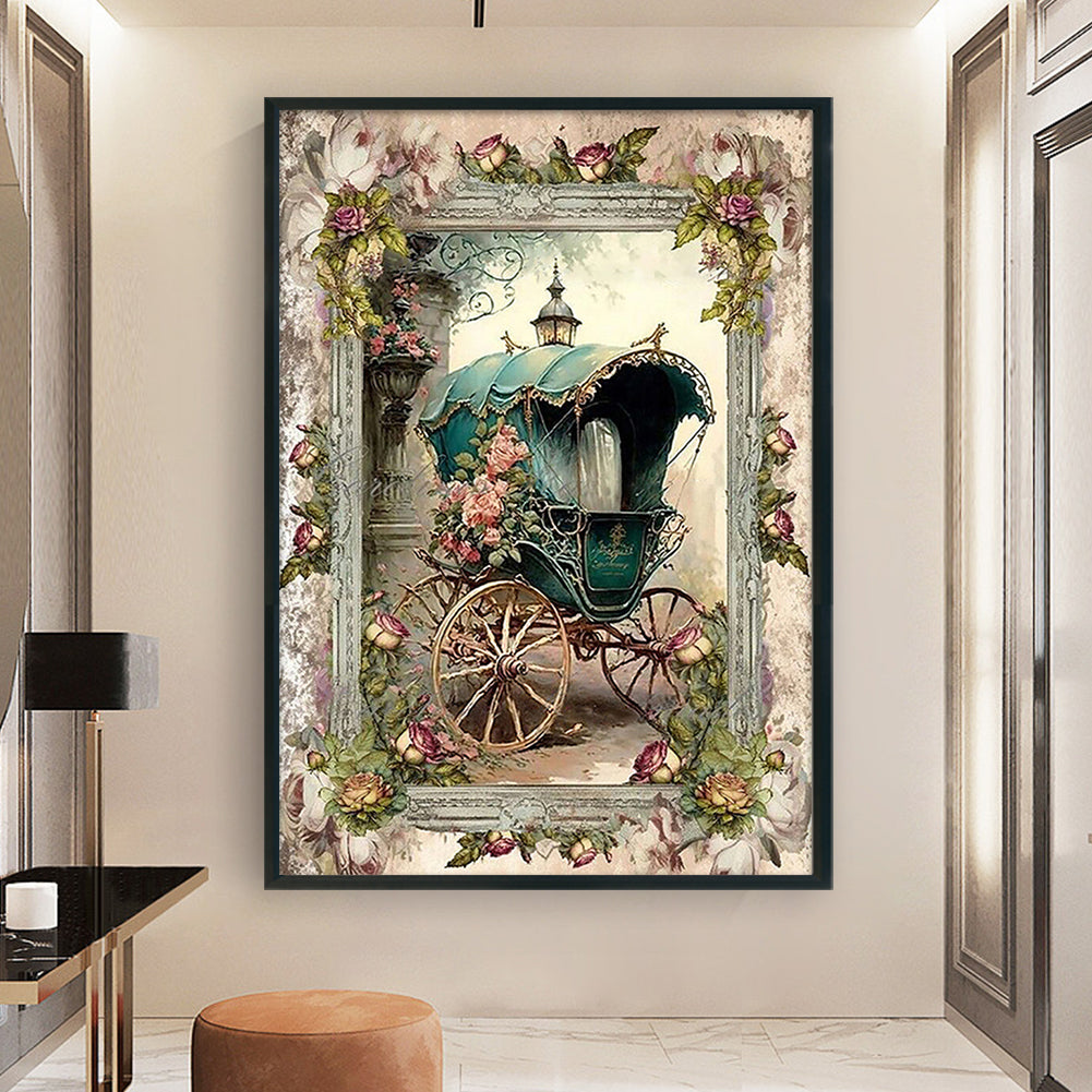 Vintage Poster - Carriage - Full 14CT Stamped Cross Stitch 40x60CM - Huacan