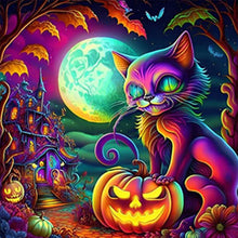 Load image into Gallery viewer, Huancan - Pumpkin Cat - 50*50CM 11CT 3 Stamped Cross Stitch