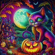 Load image into Gallery viewer, Huancan - Pumpkin Cat - 50*50CM 11CT 3 Stamped Cross Stitch