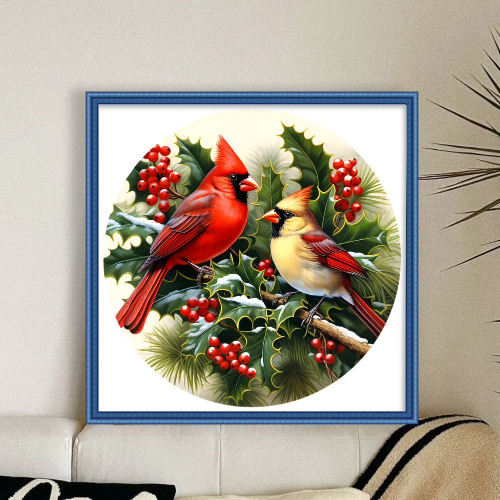 Christmas Red Bird - Full 11CT Stamped Cross Stitch 40x40CM - Huacan