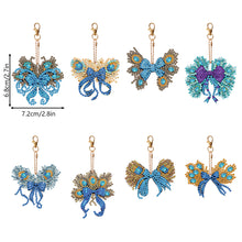 Load image into Gallery viewer, 6PCS Double Sided Special Shape Diamond Painting Keychain (Peacock Bow)