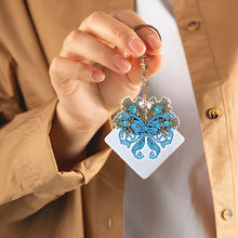 Load image into Gallery viewer, 6PCS Double Sided Special Shape Diamond Painting Keychain (Peacock Bow)