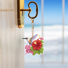 Load image into Gallery viewer, 6PCS Double Sided Special Shape Diamond Painting Keychain (Hummingbird Flower)