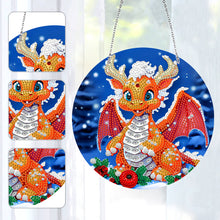 Load image into Gallery viewer, Suncatcher Double Sided Diamond Painting Hanging Decoration (Christmas Dragon)