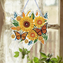 Load image into Gallery viewer, Sunflower 2D Flat DIY Hanging Diamond Art Kits Special Shape Diamond Art Pendant