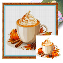 Load image into Gallery viewer, Huancan - Pumpkin Coffee - 50*50CM 11CT 3 Stamped Cross Stitch