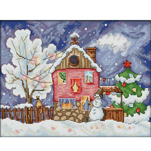 Load image into Gallery viewer, Joy Sunday - Christmas House - 36*28CM 14CT 2 Stamped Cross Stitch