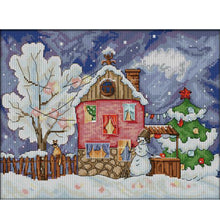 Load image into Gallery viewer, Joy Sunday - Christmas House - 36*28CM 14CT 2 Stamped Cross Stitch