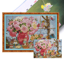 Load image into Gallery viewer, Joy Sunday - Peony And Elves - 57*38CM 14CT 2 Stamped Cross Stitch