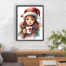 Load image into Gallery viewer, Little Girl Drinking Coffee 30*40CM(Canvas) Full Round Drill Diamond Painting