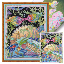 Load image into Gallery viewer, Yishu - Illustrated Fish - 50*68CM 11CT 3 Stamped Cross Stitch