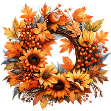 Load image into Gallery viewer, Huancan - Autumn Wreath - 40*40CM 11CT 3 Stamped Cross Stitch