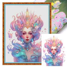 Load image into Gallery viewer, Huancan - Girl With Flowers - 50*65CM 11CT 3 Stamped Cross Stitch