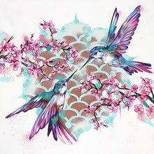 Load image into Gallery viewer, Yishu - Hummingbirds And Peach Blossoms - 40*40CM 11CT 3 Stamped Cross Stitch