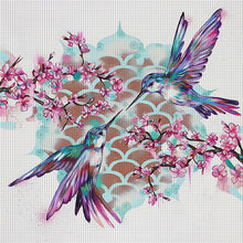 Load image into Gallery viewer, Yishu - Hummingbirds And Peach Blossoms - 40*40CM 11CT 3 Stamped Cross Stitch