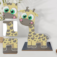 Load image into Gallery viewer, Wooden Desktop Diamond Painting Ornament Diamond Table Decor (Baby Giraffe 4)