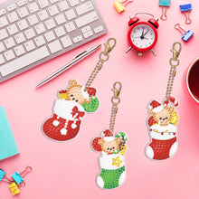 Load image into Gallery viewer, Christmas 3PCS Diamond Painting Keychain Double Sided Rhinestone Painting Keychain Pendant