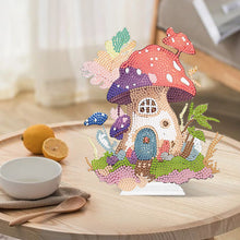 Load image into Gallery viewer, Round Crystal Painting Desktop Diamond Painting Table Decor (Mushroom House 1)