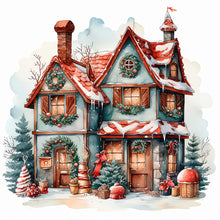 Load image into Gallery viewer, Christmas Snow House 30*30CM(Canvas) Full Round Drill Diamond Painting
