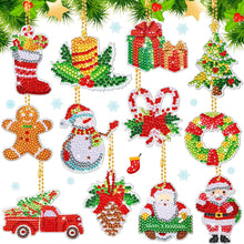 Load image into Gallery viewer, 12PCS Christmas Santa Full Drill Keyring for Christmas Home Party Decor